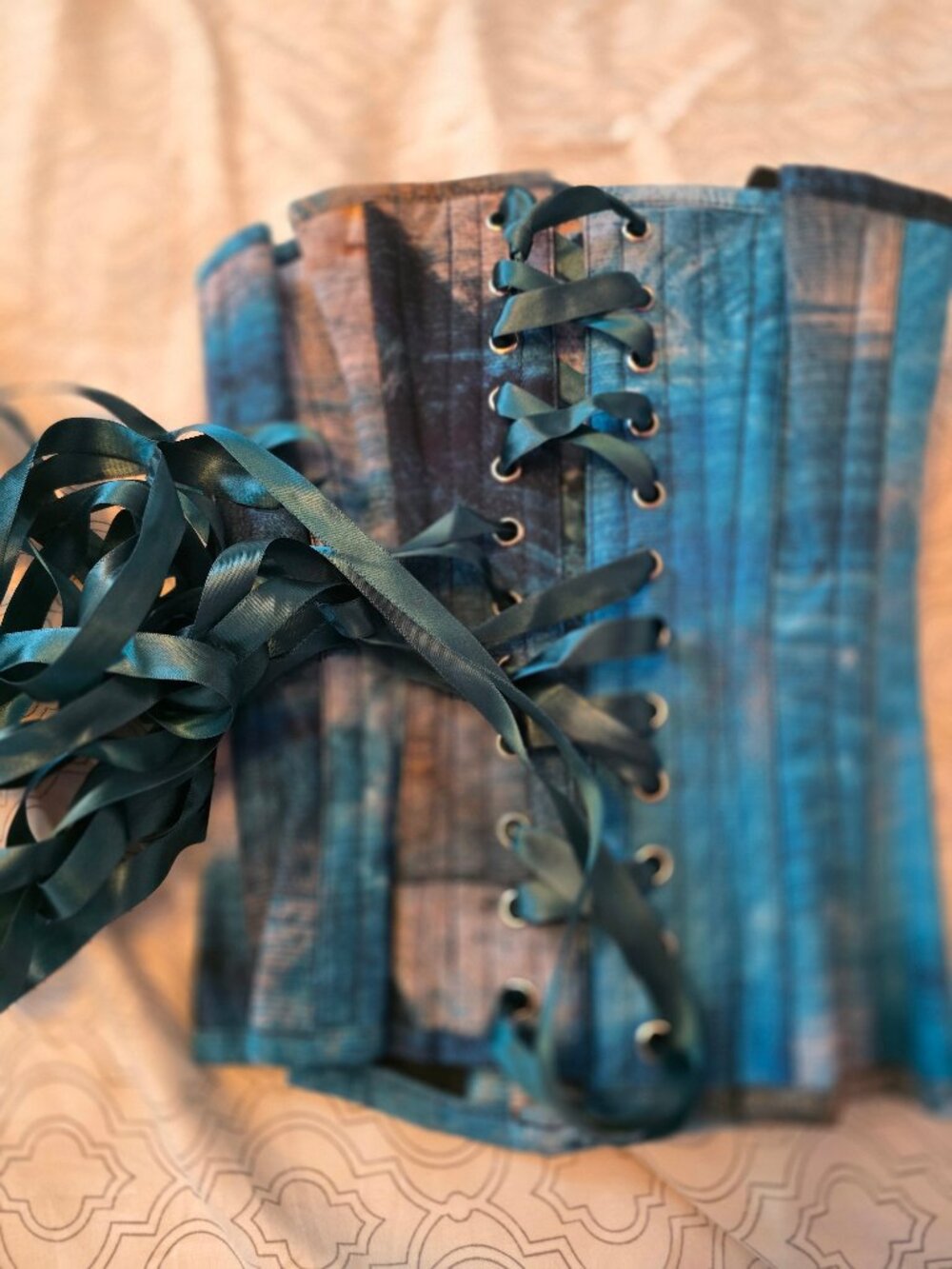 Corset Story Blue Watercolor Under bust Size 20" Corset